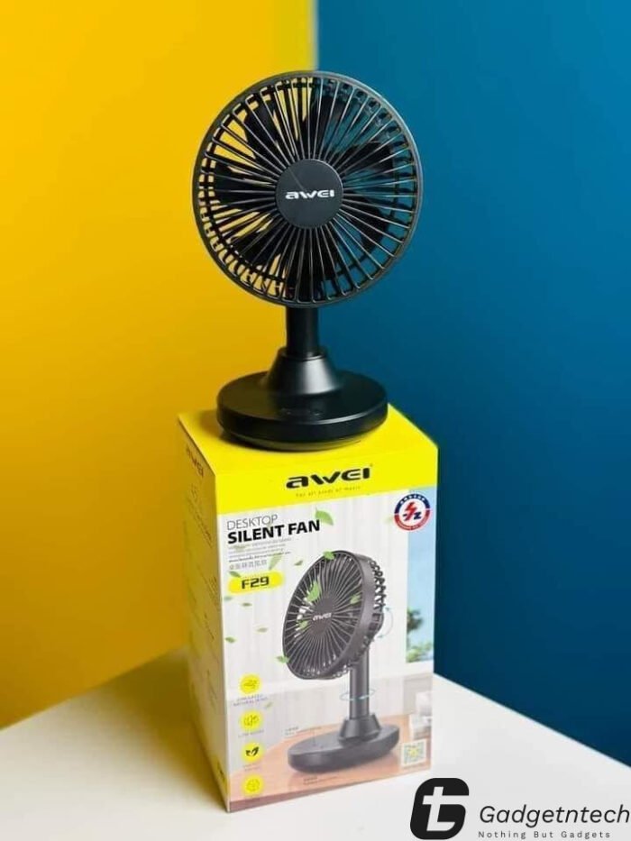 Awei F29 mini Desktop Oscillating Rechargeable fan- Black Color