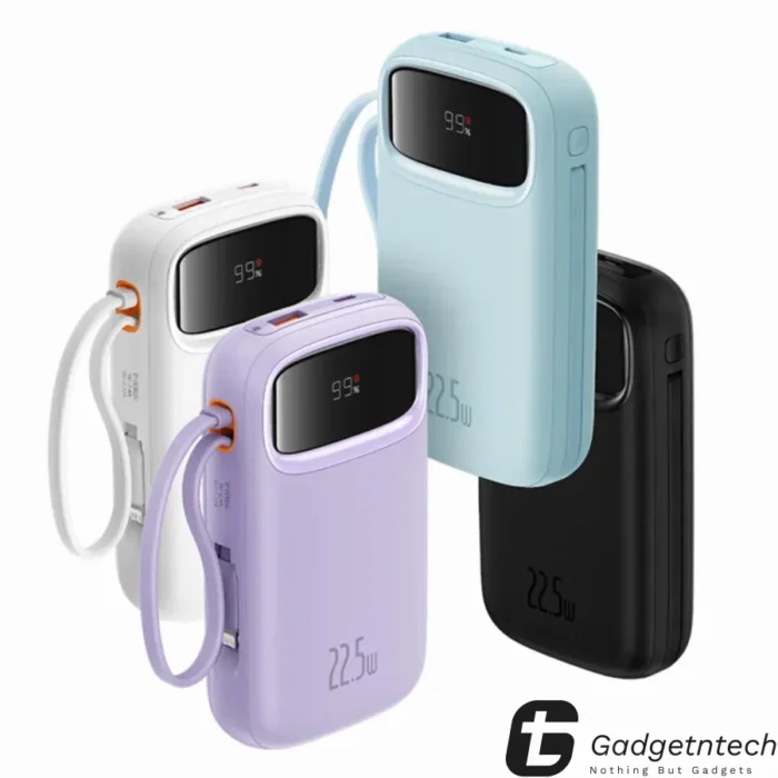 Baseus Comet Series 22.5W 20000mAh Dual Cable Digital Display Power Bank – Black Color