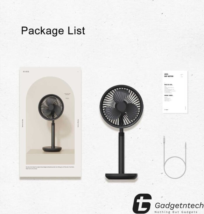 Xiaomi AISOLOVE F5 Pro Rechargeable Fan 4000mAh with Swing & Extendable- Black Color